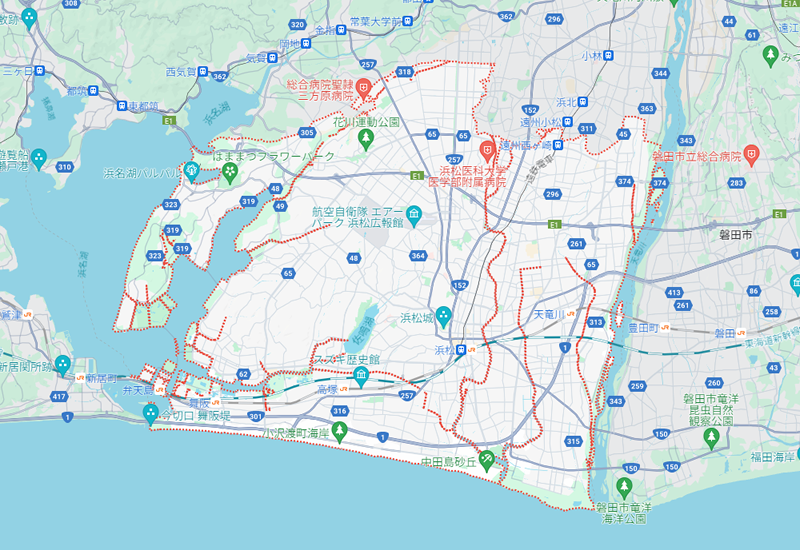 浜松市中央区のポスティング･チラシ配布エリア