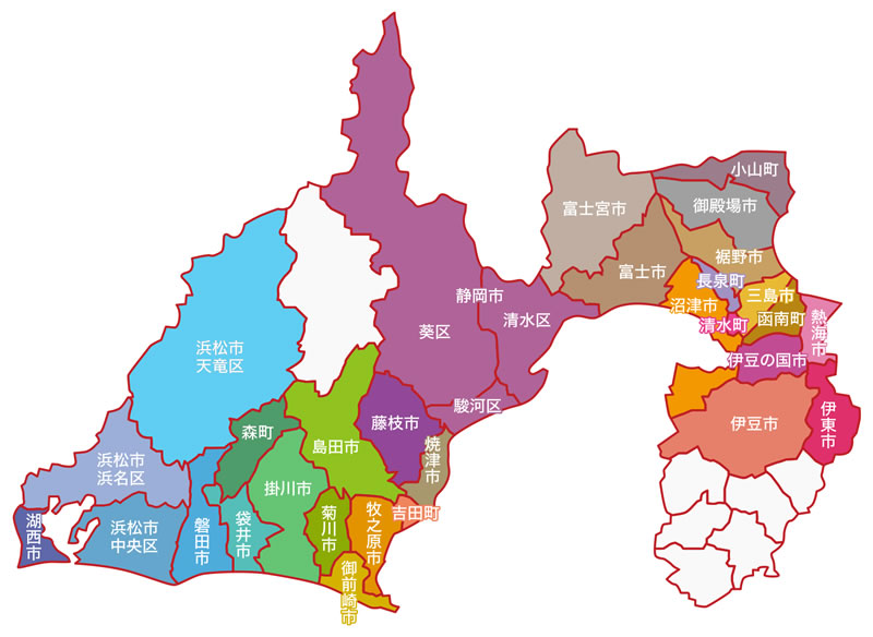静岡県のポスティング･チラシ配布エリア